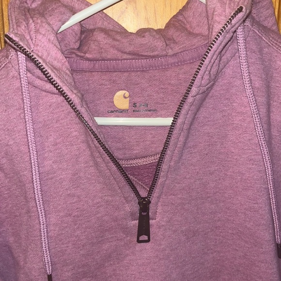 Light pink carhartt quarter zip hoodie. Pocket quarter zip sweatshirt - Picture 8 of 8